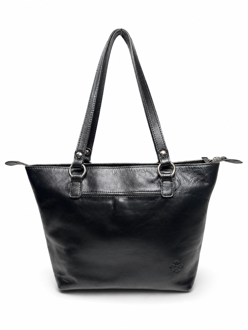 Patricia Nash Large Black Leather Work Tote Laptop Shoulder Bag